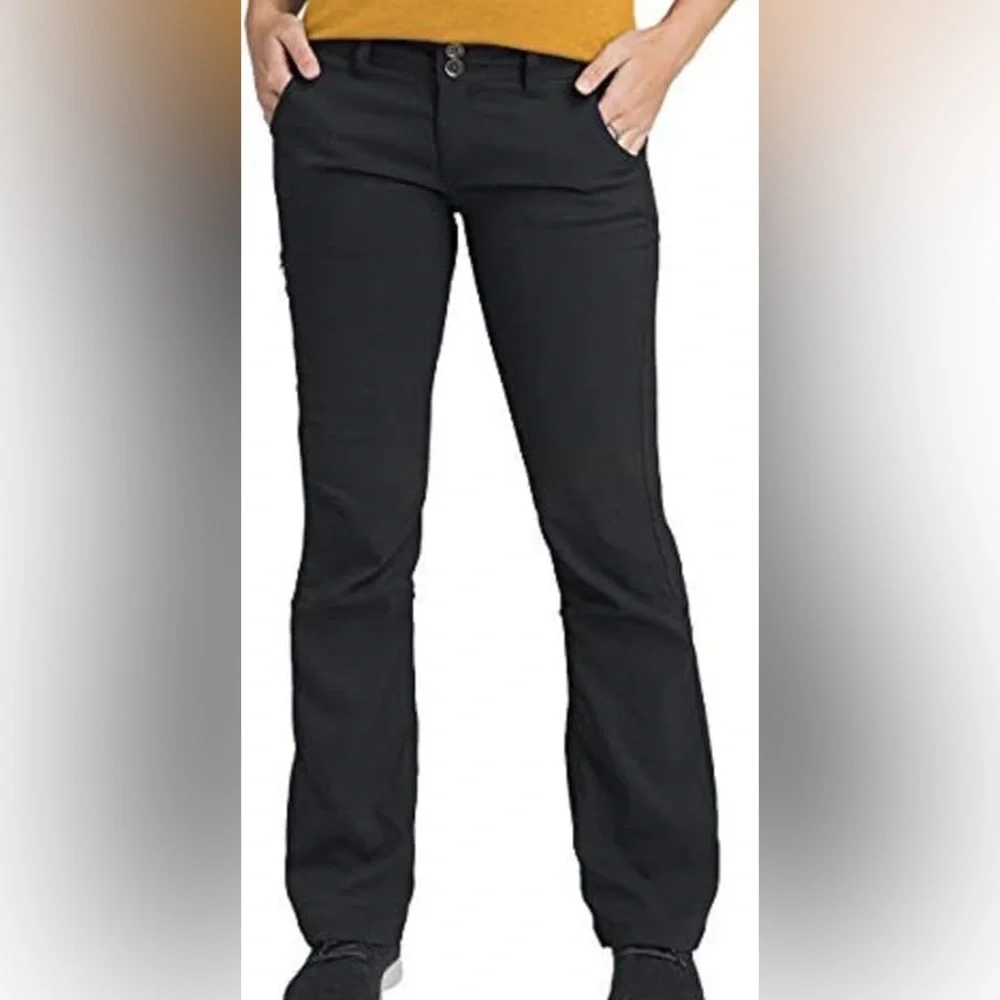 Prana Halle pants black hiking outdoors straight leg stretch size 4 regular new